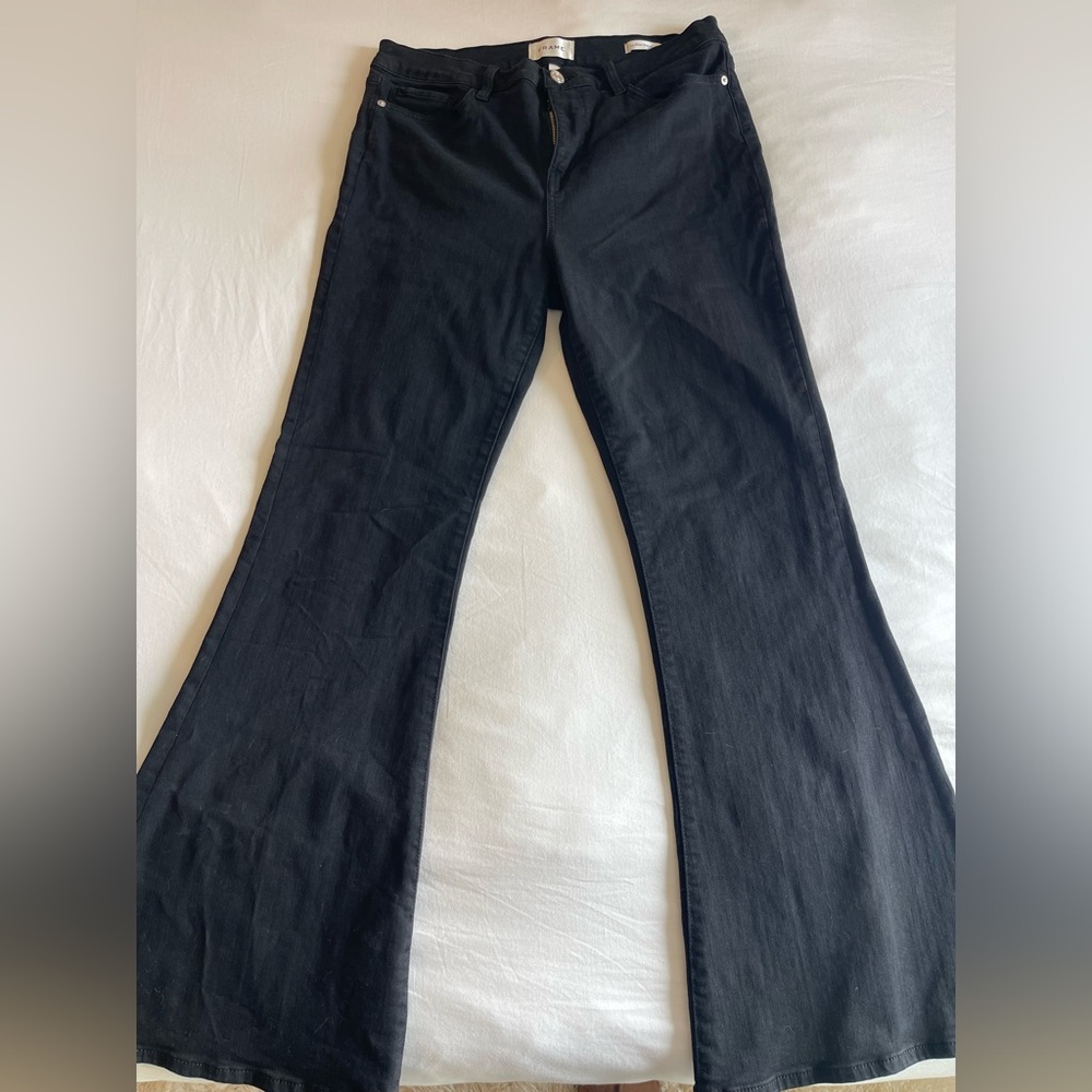 Frame Denim Le Pixie High Flare Black Jeans